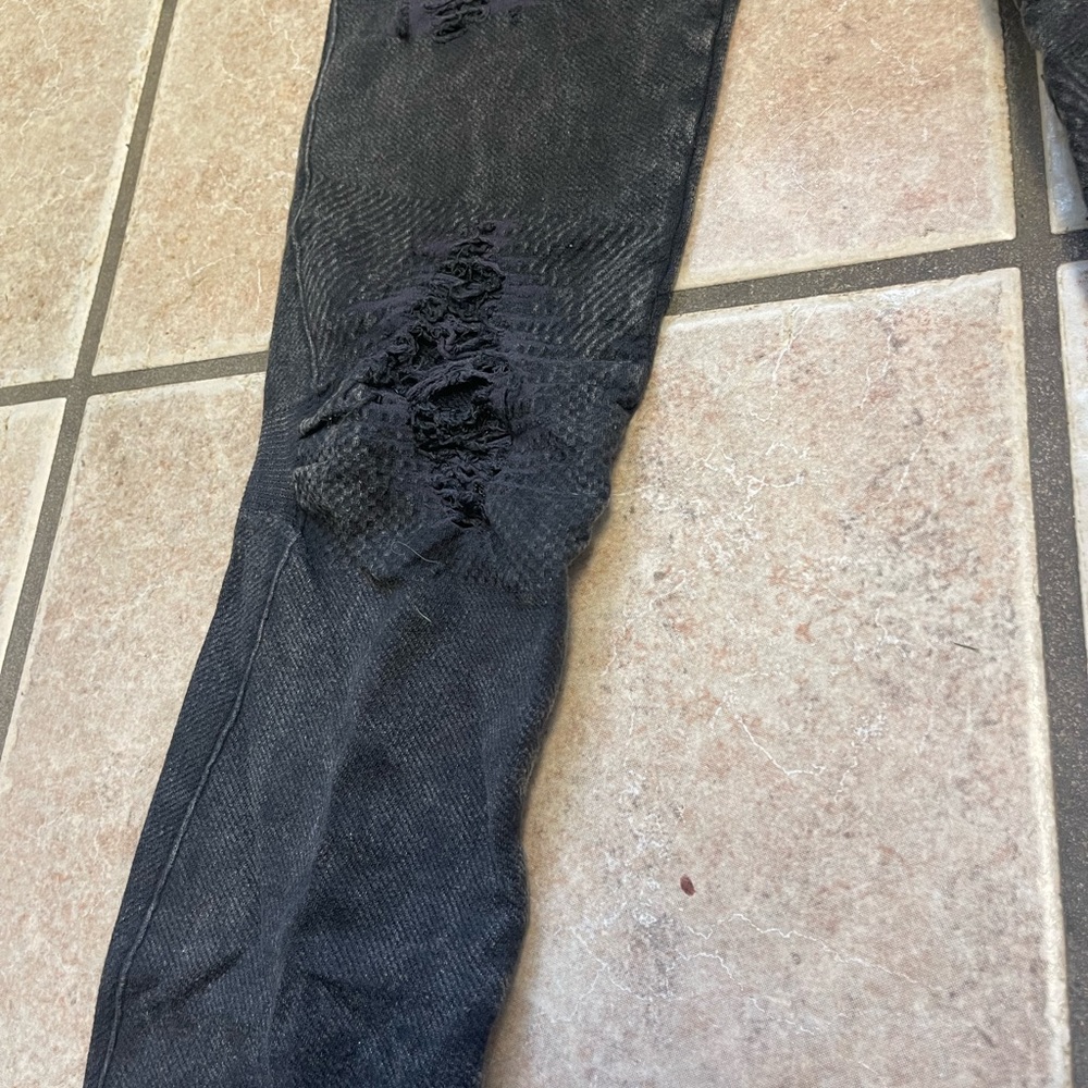 Womens NikiBiki Vintage Ripped Black/Charcoal leggings - Picture 3 of 13
